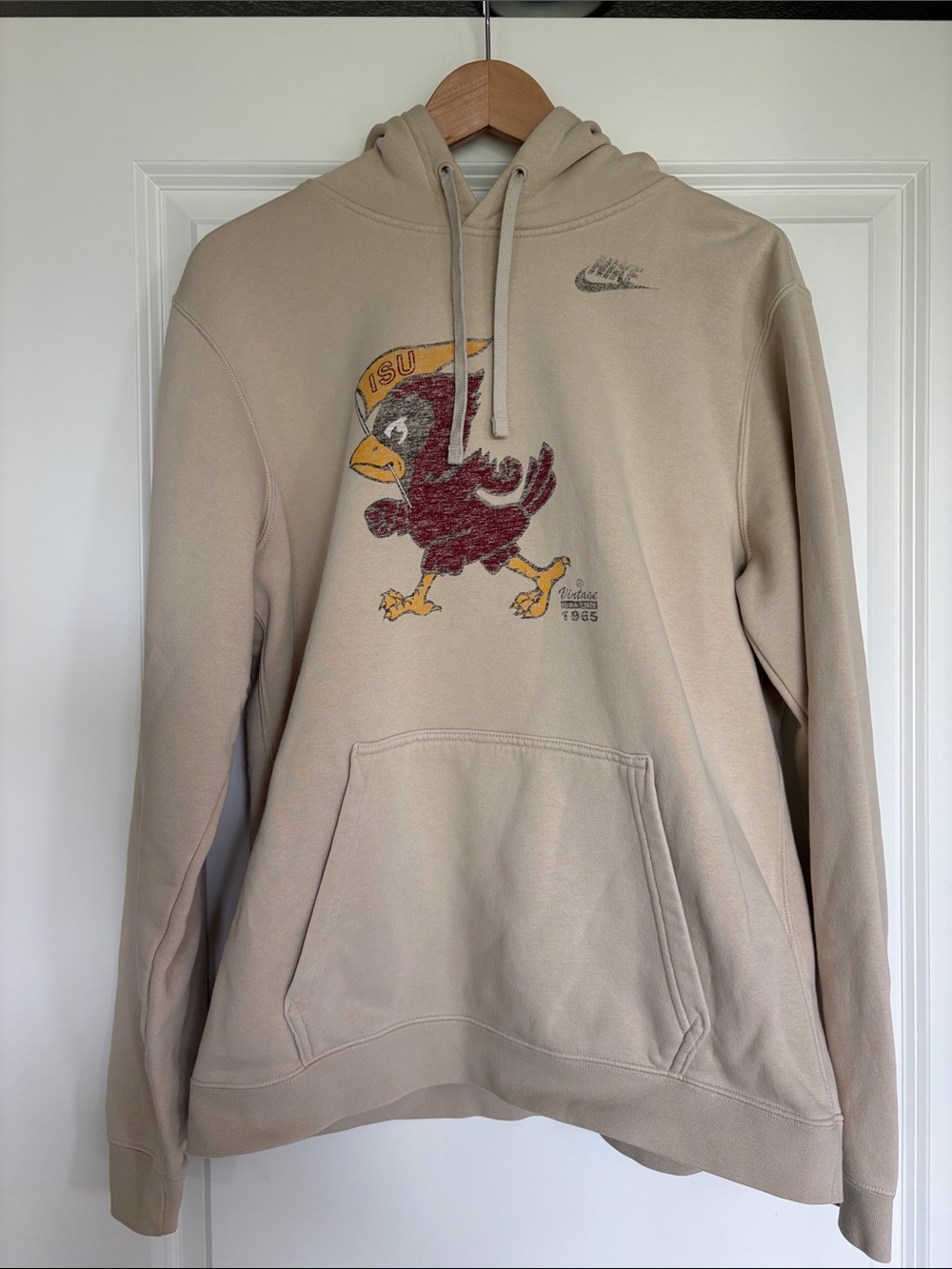 Nike Iowa State Tan Pullover Hoodie with Cy Mascot Graphic